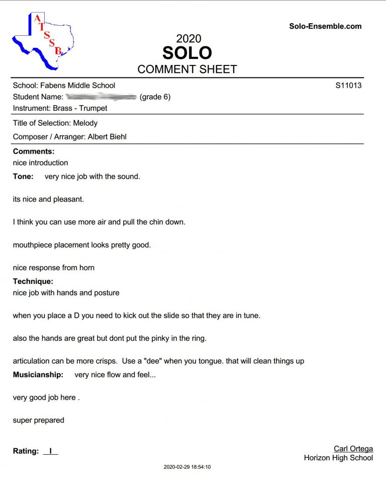 Comment Sheets in PDF Format – Solo-Ensemble.com